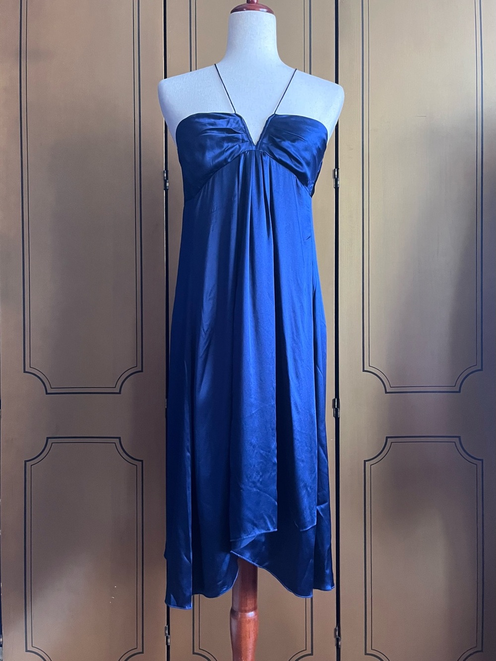 Satin Evening Dress in Midnight Blue